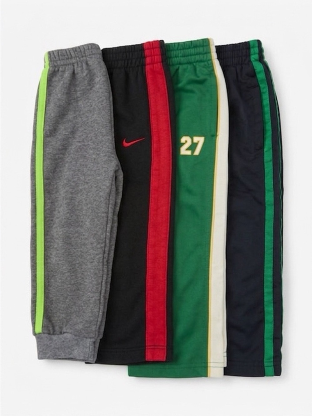 Nike Kids' Athletic Track Pants - Green/Black/Gray Stripe Options